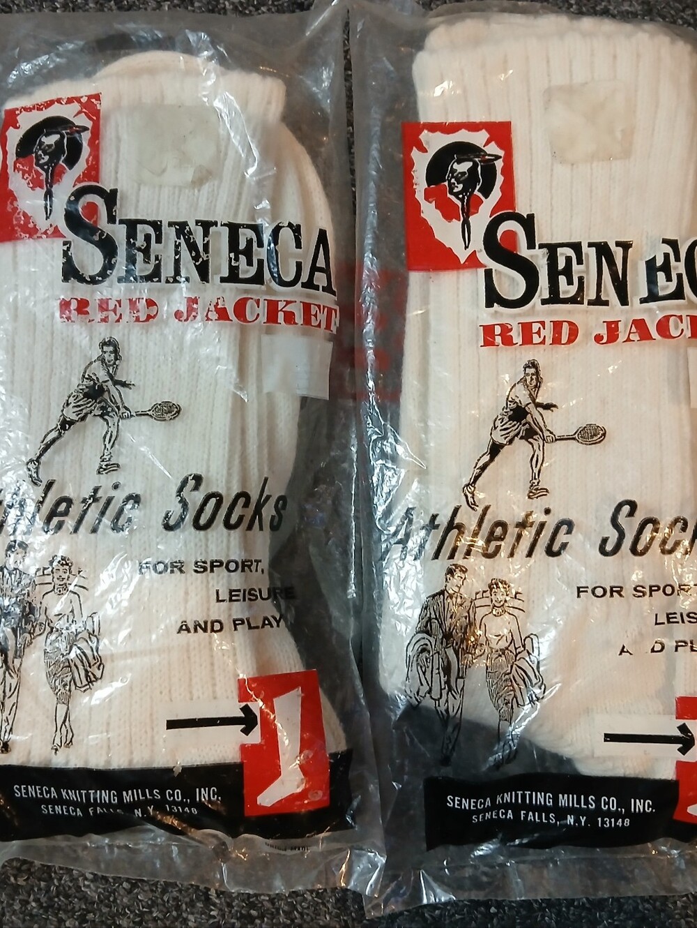 Vintage Seneca Red Jacket White Athletic Socks Wool Blend 2 Pair New Sealed